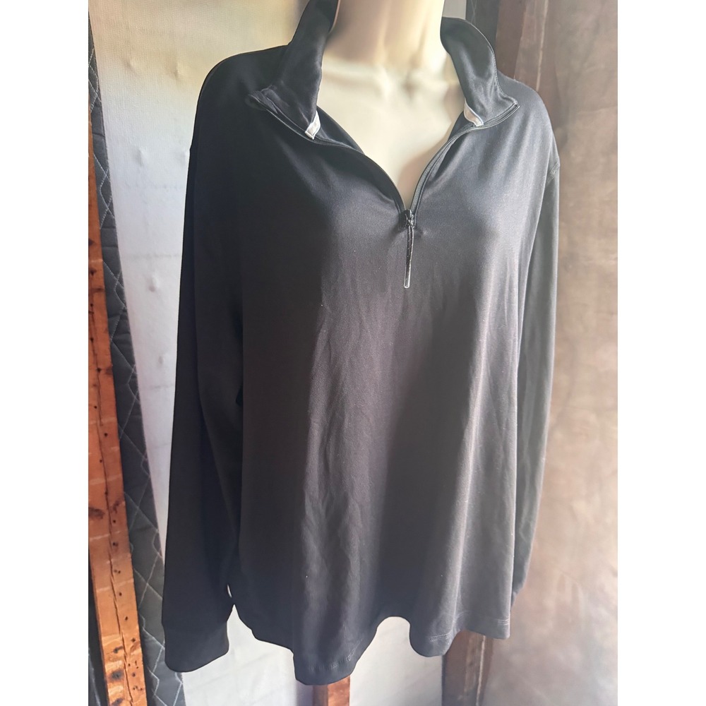 Awearness Kenneth Cole Chillflex Quarter Zip Pullover Black Modern Fit Large